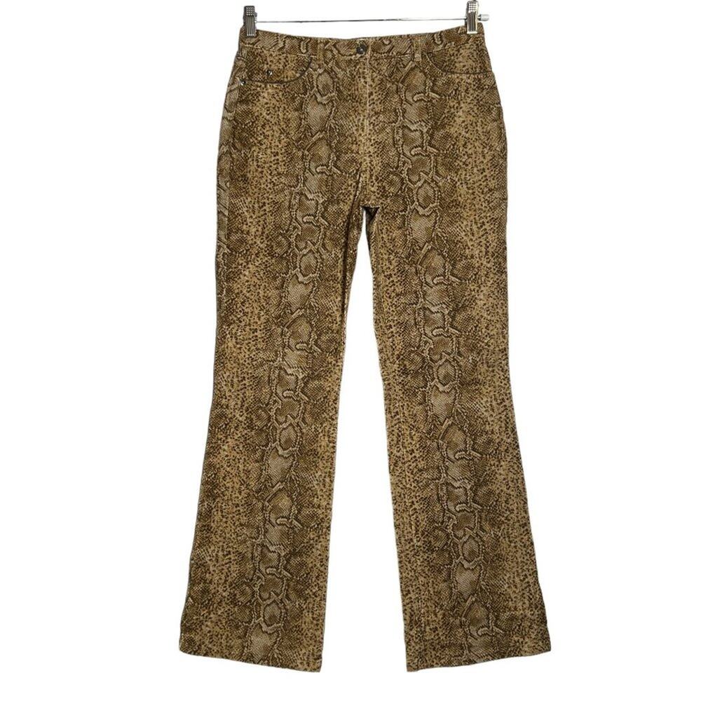 Gerard Darel Snakeskin Print Wide Leg Corduroy Pants SIZE 10 High Rise Italy